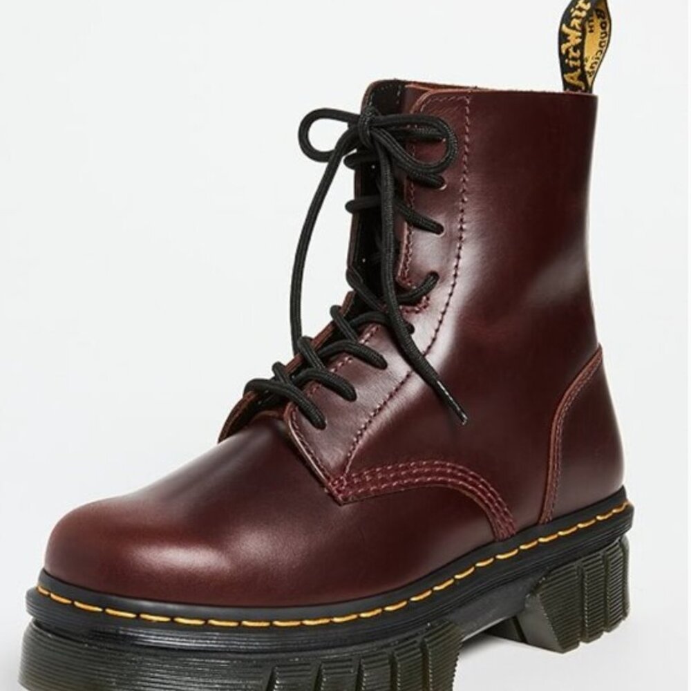NEW RARE DR. MARTENS AUDRICK 8 EYE PLATFORM LACE UP COMBAT BOOTS CHARRO COLOR!! - Picture 4 of 7